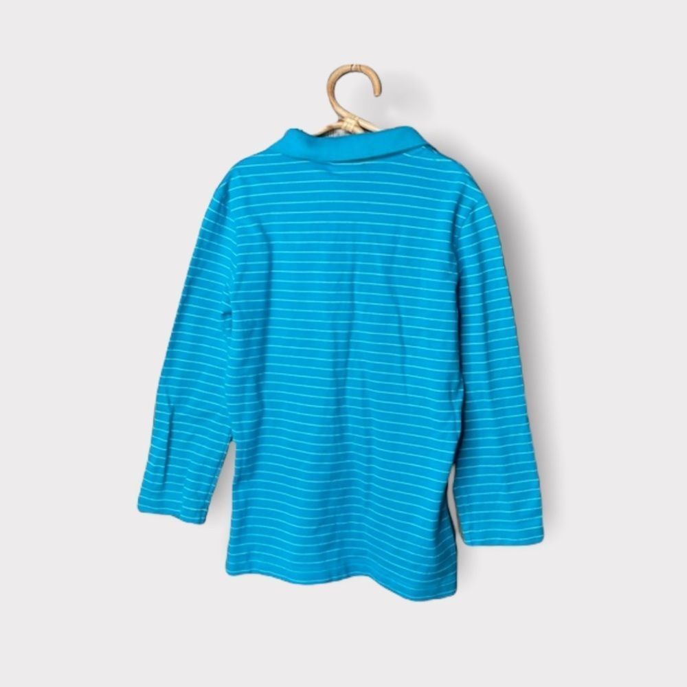 SOLD Lacoste polo shirt long sleeve collared golf top turquoise blue 10 - Picture 3 of 13